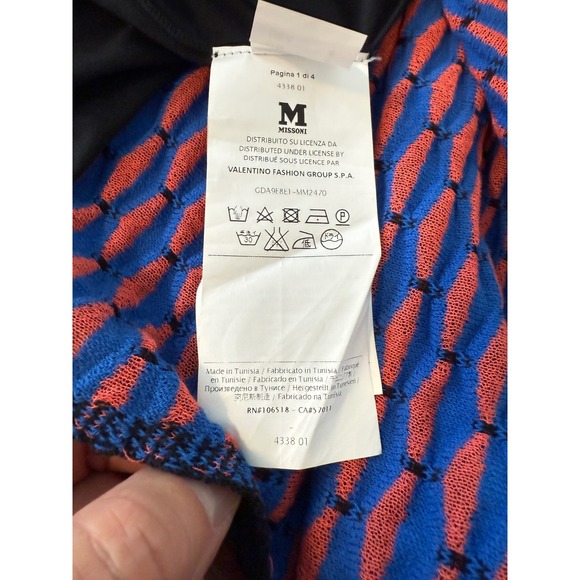 RARE M by Missoni Geometric Open Knit Flare Skirt Blue Black Pink Size 40 (US 8( - Picture 7 of 9